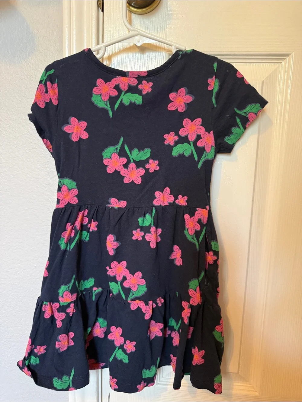 Old Navy Navy Floral Short Sleeve Dress - Pink & Green